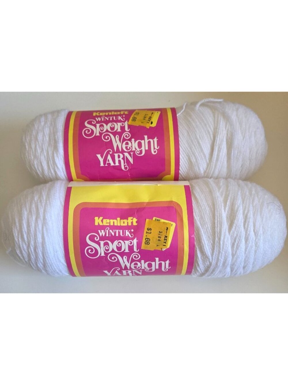 Vtg Kenloft Wintuk Sport Weight Yarn White 4 Oz 3 Ply 100% Acrylic Made USA
